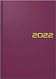 BRUNNEN 1079561632 Buchkalender Modell 795, 1 Seite = 1 Tag, 14,5 x 20,6 cm, Balacron-Einband bordeaux, Kalendarium 2022