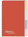 Mama AG Familienplaner Buch A5 2023 - Kalenderbuch mit 5 Namensspalten, Registerblättern, Einkaufslisten, Einstecktasche, Lineal, Schulferien - 256 Seiten- 15,2 x 23,2 cm