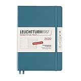 LEUCHTTURM1917 363532 Wochenkalender & Notizbuch 2022 Hardcover Medium (A5), 12 Monate, Stone Blue, Deutsch