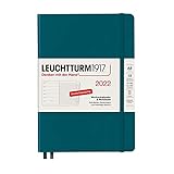 LEUCHTTURM1917 363530 Wochenkalender & Notizbuch 2022 Hardcover Medium (A5), 12 Monate, Pacific Green, Deutsch