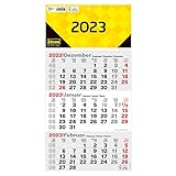 Idena 13935 - 3 Monatskalender 2023 Wandkalender mit Schieber, 23,7 x 46 cm, Bürokalender 3 Monate