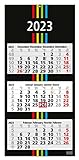 Geiger-Office 3-Monatskalender 2023 Black+Stripes3-30 x 70 cm- dekoratives Großformat mit 3 einzelne, perforierten Kalenderblocks - Rückwand faltbar, mit Metallöse/Made in Germany
