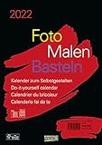 Foto-Malen-Basteln Bastelkalender A4 schwarz 2022: Fotokalender zum Selbstgestalten. Aufstellbarer do-it-yourself Kalender mit festem Fotokarton.