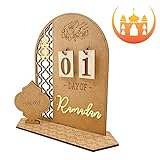 XGZ Eid Mubarak Countdown-Kalender aus Holz, DIY Eid Mubarak Ornament, 2022 Ramadan Countdown-Kalender, Home Party Dekoration Craft Ornament