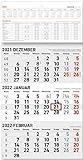 3-Monatskalender klein 2022 - Büro-Kalender 23,7x45 cm (geöffnet) - mit Datumsschieber - inkl. Jahresübersicht - Alpha Edition