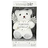 Depesche 10854 Schutzengel Teddybär in Box, ca. 10 cm, weiß und silber, sortiert