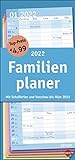 Basic Familienplaner 2022 - Wandkalender mit Monatskalendarium, 5 Spalten, Schulferien, 3-Monats-Ausblick Januar bis März 2023 - 21 x 45 cm