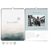 heaven+paper A4 Fotokalender immerwährend, jahresunabhängig ohne Jahr zum selbstgestalten | Wandkalender Aqua Mood in Blau und Rosatönen, modern & elegant | ideal zum verschenken