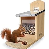 WILDLIFE FRIEND I Eichhörnchen Futterhaus - fertig montiert aus Kiefernholz & 100% wetterfest I Futterstation zum Eichhörnchen füttern, Eichhörnchenfutterhaus, Futterstelle, Futterhäuschen