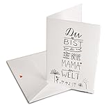 Muttertagskarte - Glückwunschkarte für die beste Mama der Welt - Grußkartekarte oder Dankeschön Karte zu Muttertag, Geburtstag, Klappkarte aus Bütte inkl. Umschlag