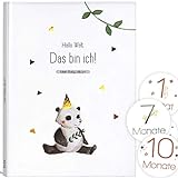 Mein Babyalbum Lino - Das bin ich! Babytagebuch für Neugeborene Junge/Mädchen 1. Jahr bis Kindergarten & Einschulung - A4, 66 Seiten + Meilenstein Sticker für Erinnerungsfotos