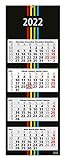 Geiger-Office 4-Monatskalender 2022 Black+Stripes 4-30 x 90 cm, dekoratives Großformat mit 4 einzelnen, perforierten Kalenderblocks, Rückwand faltbar/Business-Kalender - Made in Germany