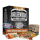 BBQ Kalender Grill-Adventskalender 2021 I BBQ-Adventskalender für Grillfans I 24 feine Gewürzspezialitäten I Geschenkset