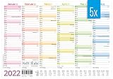 5 x Premium Tafelkalender 2022 A4 quer [Rainbow] - Jahresplaner, Wandkalender, Jahreskalender inkl. kleine Übersicht Folgejahr, Feiertage & Ferienübersicht | nachhaltig & klimaneutral