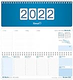 Wochen-Tischkalender 2022 im Quer-Format | 1 Woche 2 Seiten | Wochenkalender in Königsblau/Weiß, 29,7 x 10,5 cm | Schreibtisch-Kalender mit Sprüchen | nachhaltig & klimaneutral