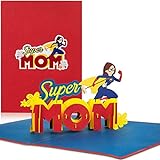 PaperCrush® Pop-Up Karte „Super Mom“ - Lustige 3D Geburtstagskarte oder Geschenkkarte für die beste Mama der Welt - Glückwunschkarte zur Geburt, Geburtskarte für Mutter, Glückwunsch zum Baby