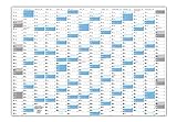 Gefaltet XXL Wandkalender Wandplaner 2022 (blau2) - Format DIN A0 (84,0 x 118,8 cm) mit 14 Monaten Feiertage aller Bundesländer