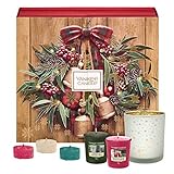 Yankee Candle Adventskalender-Geschenkset, mit 12 duftenden Votivkerzen, 12 duftenden Teelichten und 1 Votivkerzenhalter in festlicher Buch-Geschenkbox