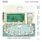 Widder Mini 2022: Sternzeichenkalender-Cartoon - Minikalender im praktischen quadratischen Format 10 x 10 cm.