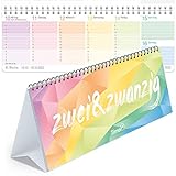 Rainbow Wochen-Tischkalender 2022 im Quer-Format zum Aufstellen | 1 Woche 2 Seiten | Wochenkalender 29,7 x 10,5 cm | Schreibtisch-Kalender mit Sprüchen | nachhaltig & klimaneutral