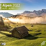Alpen 2022, Wandkalender / Broschürenkalender im Hochformat (aufgeklappt 30x60 cm) - Geschenk-Kalender mit Monatskalendarium zum Eintragen