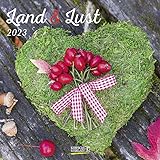 Land & Lust 2023: Broschürenkalender mit Ferienterminen. Landleben und Gärten. 30 x 30 cm